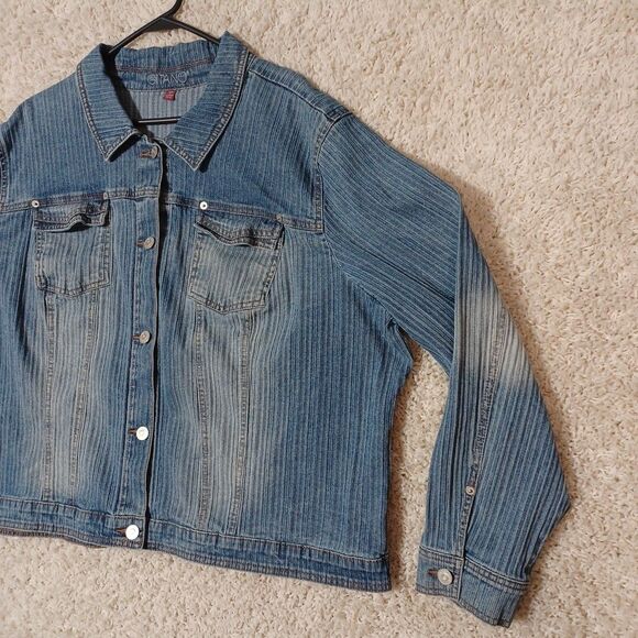 Vintage Gitano Denim Jacket Womens 26W Plus XXL Stretch Button Up Trucker - Picture 3 of 11